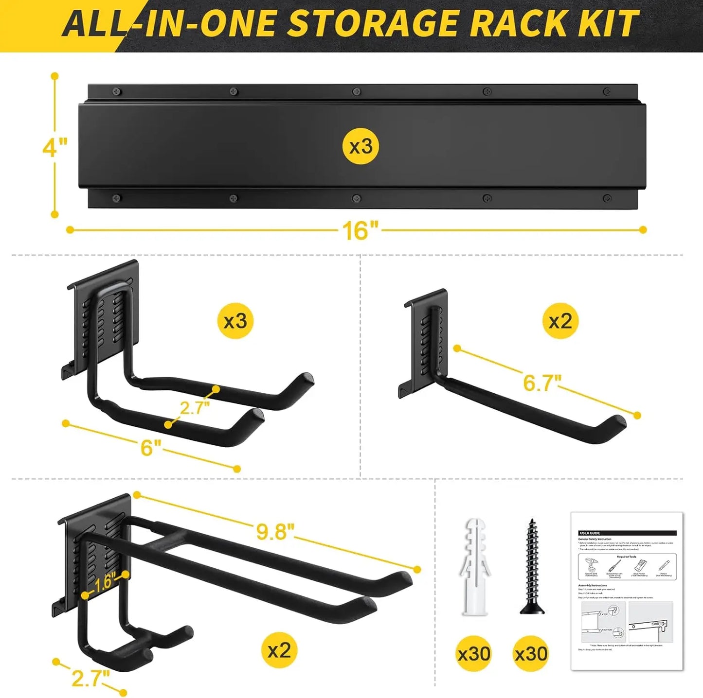 Heavy-Duty Wall Mounted Tool Hooks Secure Indoor Storage