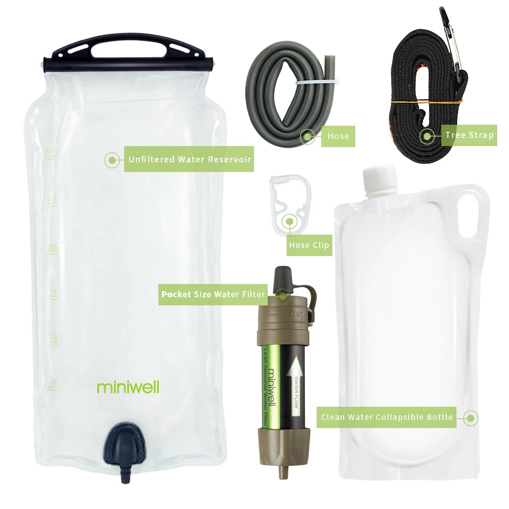 Miniwell Water Purifier Water Straw Filter Survival Gear