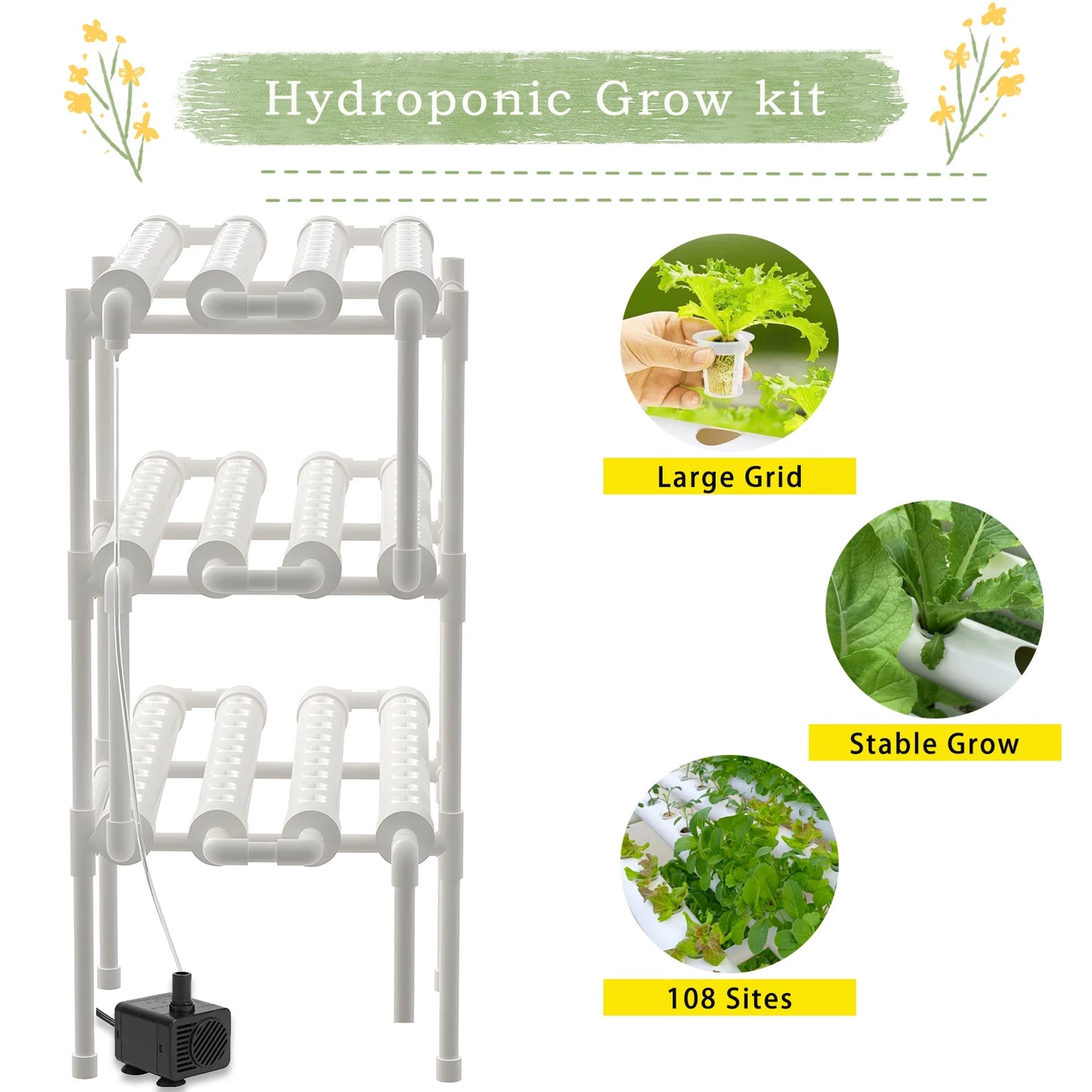 Hydroponics 3-Layer Growing System for Vegetables and Herbs
