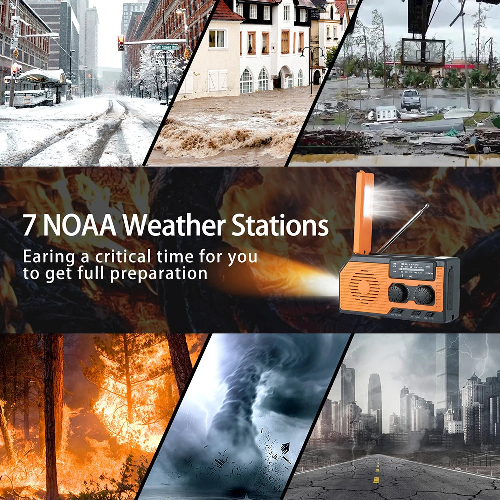 Takezero Solar Power Hand Crank Radio AM FM NOAA Weather