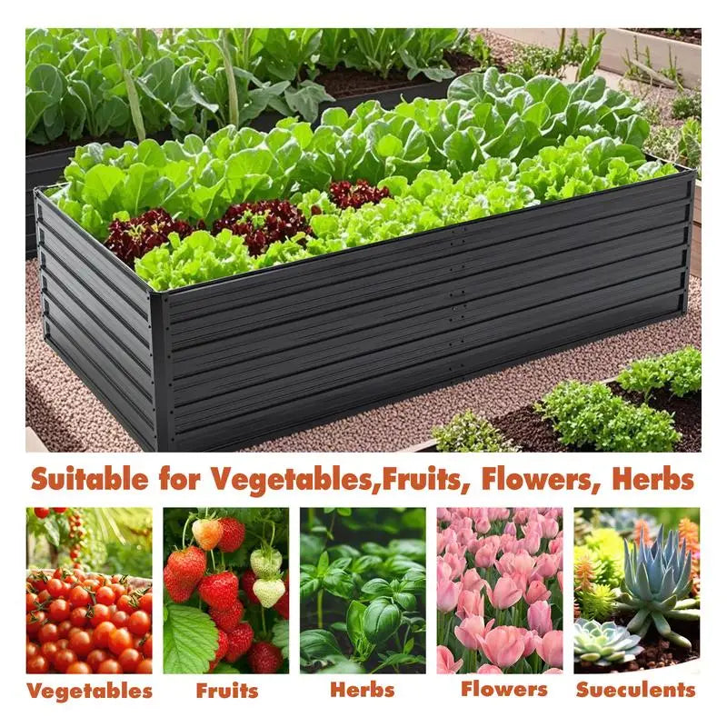 Galvanized Raised Garden Bed Kit Rectangular Metal Planter