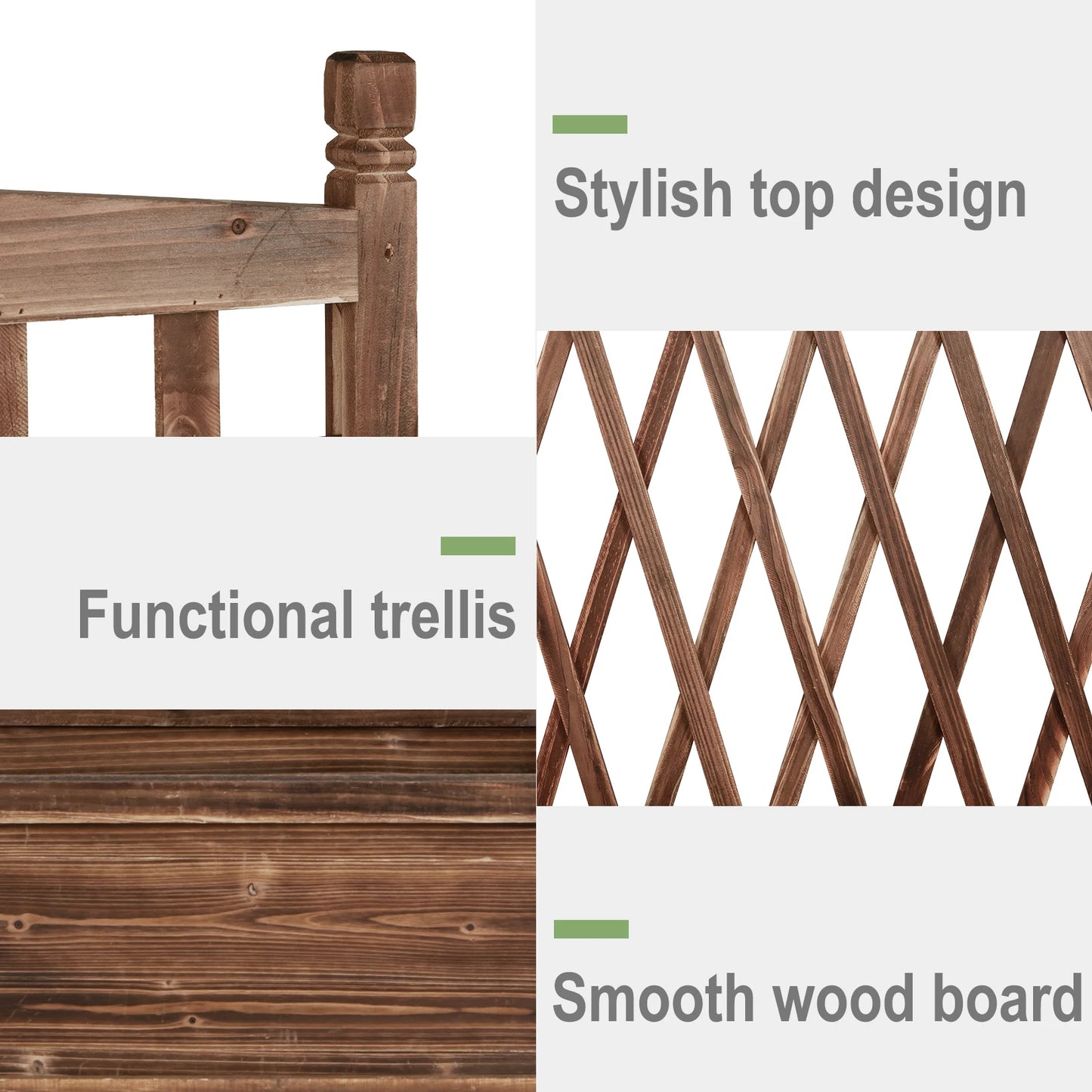 Hign-concerned Raised Garden Bed Wooden Planter Trellis