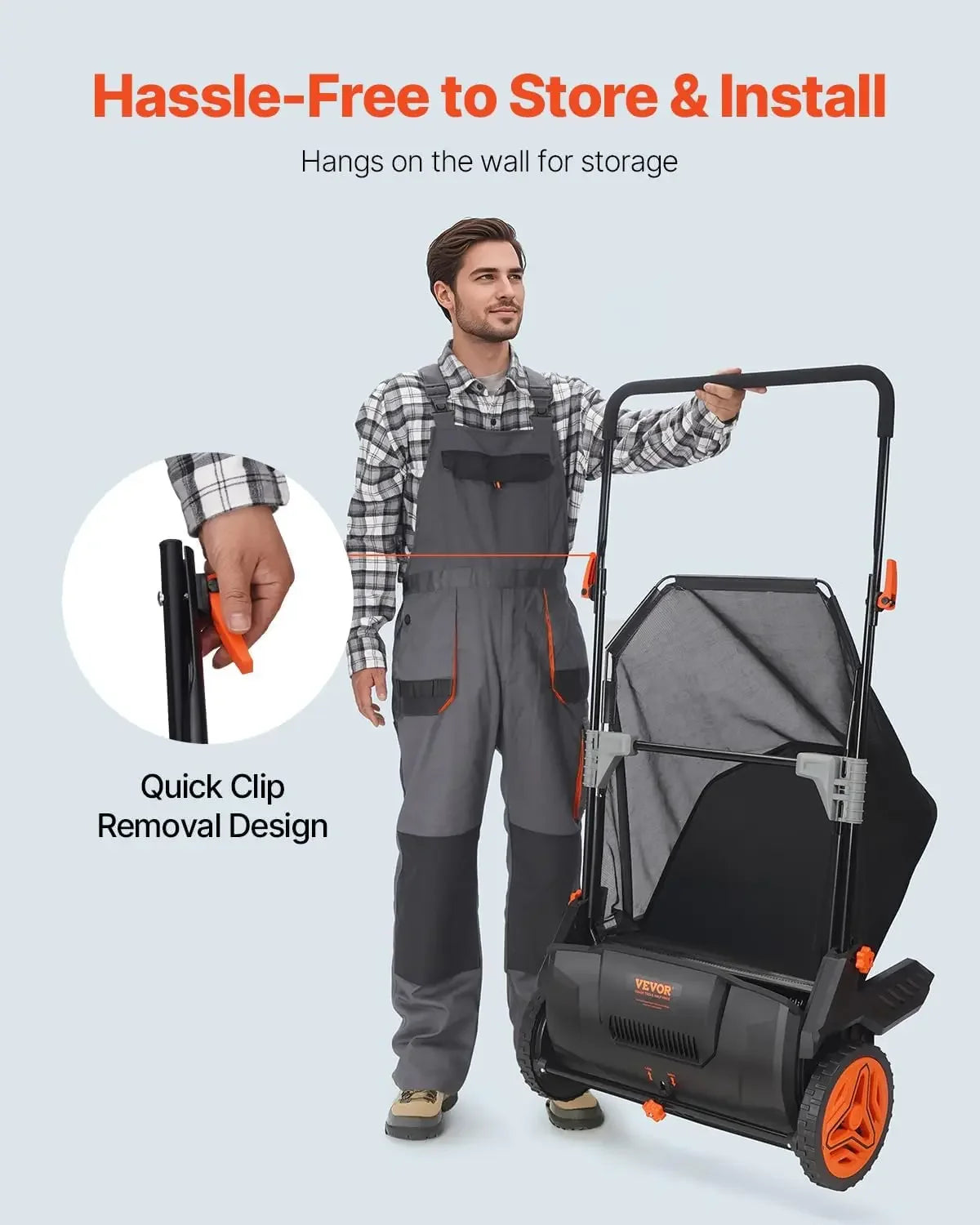 Push Lawn Sweeper Heavy Duty Thickened Steel, Durable Large Capacity