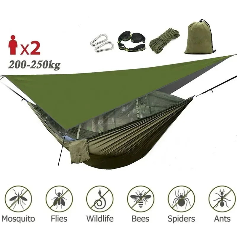 Swallowtail Camping Hammock With Mosquito Net and Rainfly