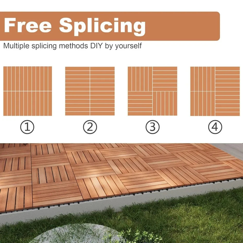 Hign-concerned Acacia Wood Interlocking Deck Tiles 27