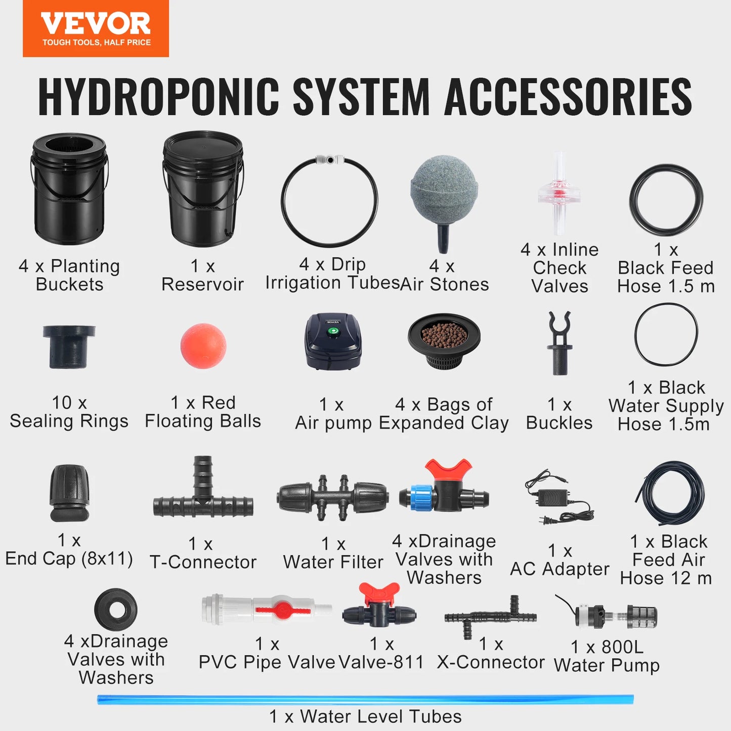 SucceBuy DWC Hydroponics Grow System Top Drip Kit Air Pump