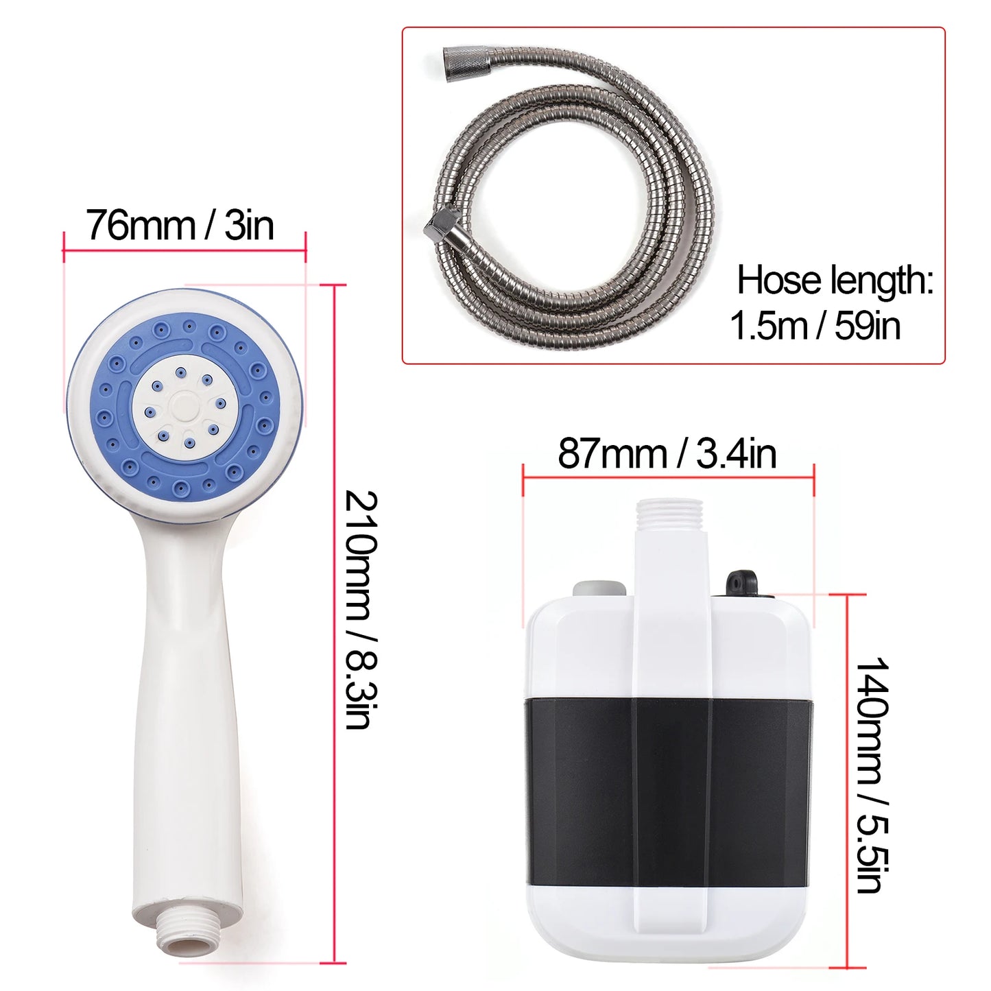 Portable Camping Shower Pump USB Rechargeable for Outdoors