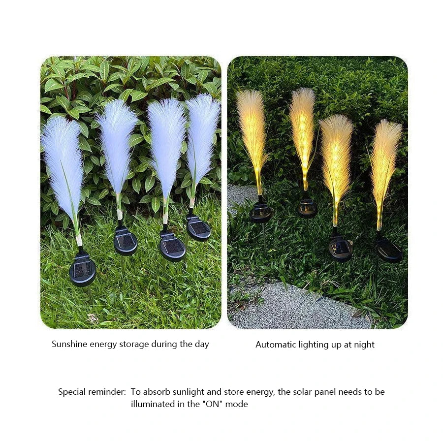 LED solar simulation reed fiber optic lamp, outdoor waterproof lawn and courtyard decoration lamp