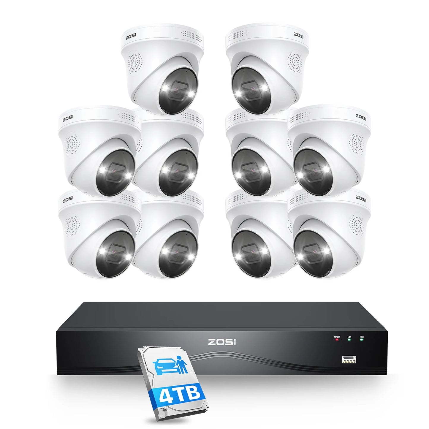 ZOSI 4K 8MP PoE Security Camera System With AI NVR