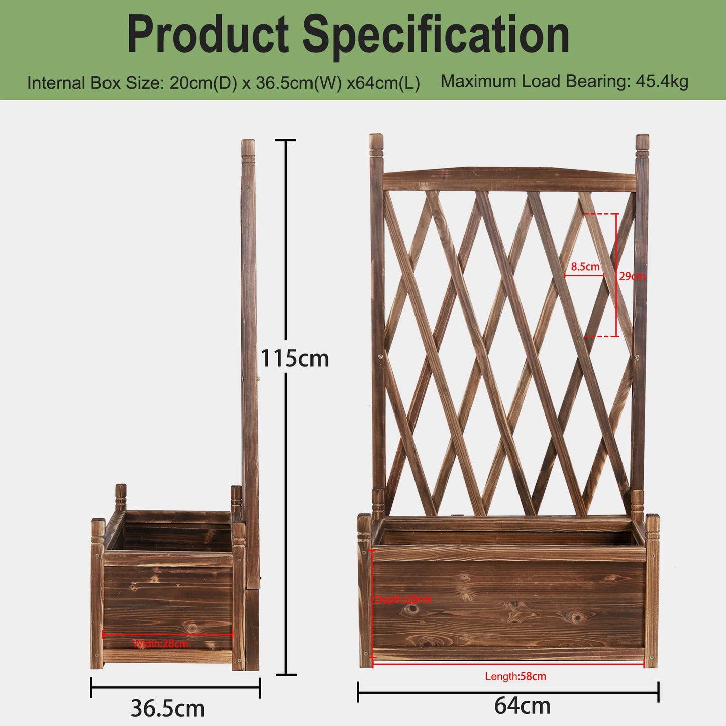 Hign-concerned Raised Garden Bed Wooden Planter Trellis