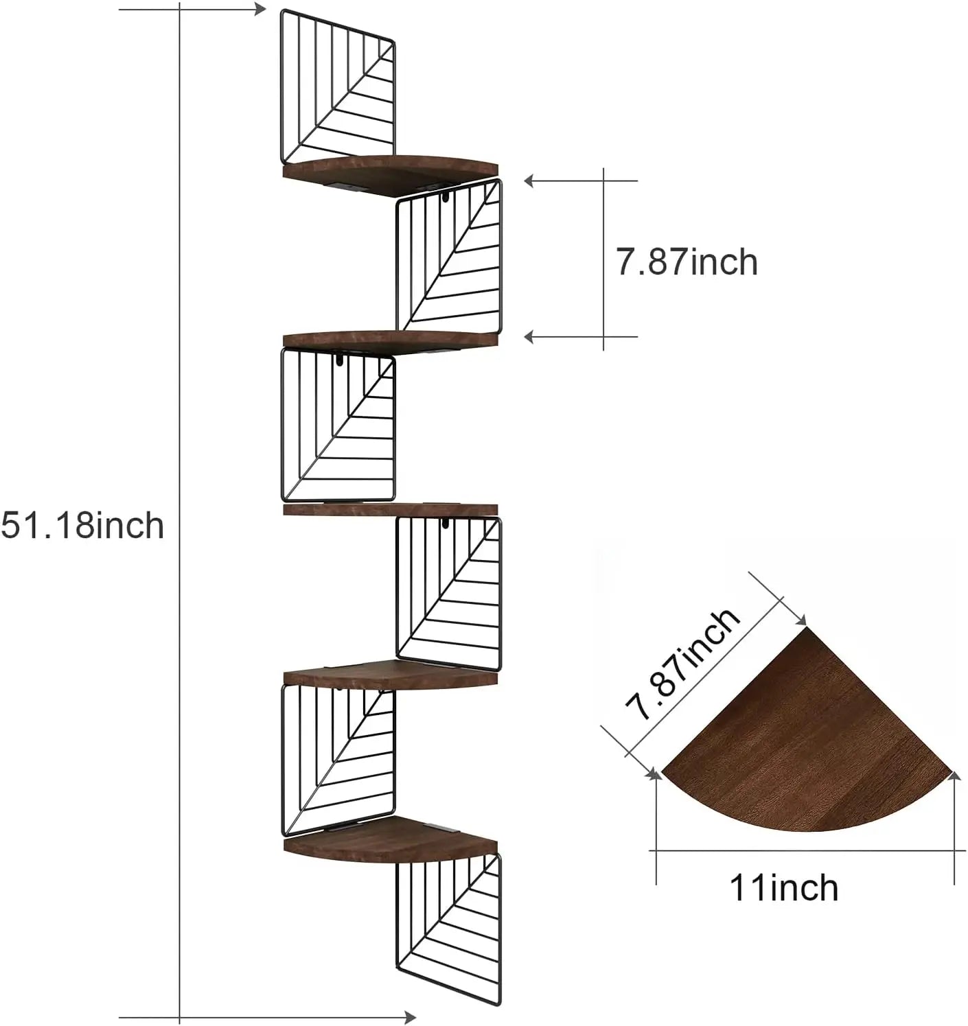 Hign-concerned Rustic 5 Tier Corner Wall Shelf Mount