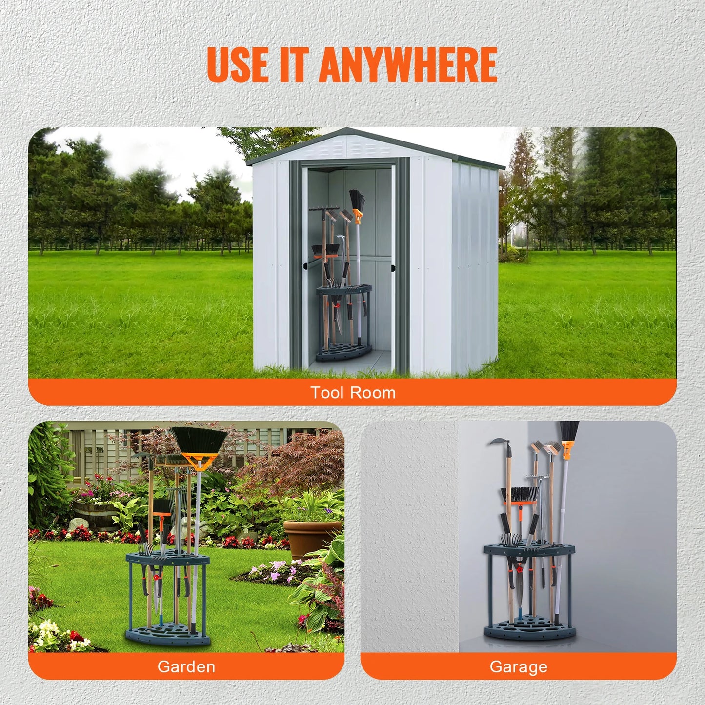 SucceBuy 19 Slot Garden Tool Organizer Tower For Rake