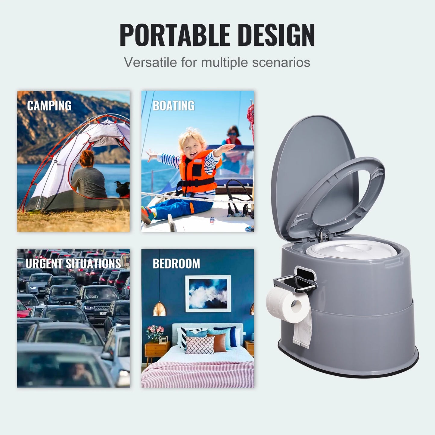 SucceBuy Portable Toilet for Camping Porta Potty with 1.3G Detachable Inner Bucket Travel Toilet for Outdoor Camping Travel