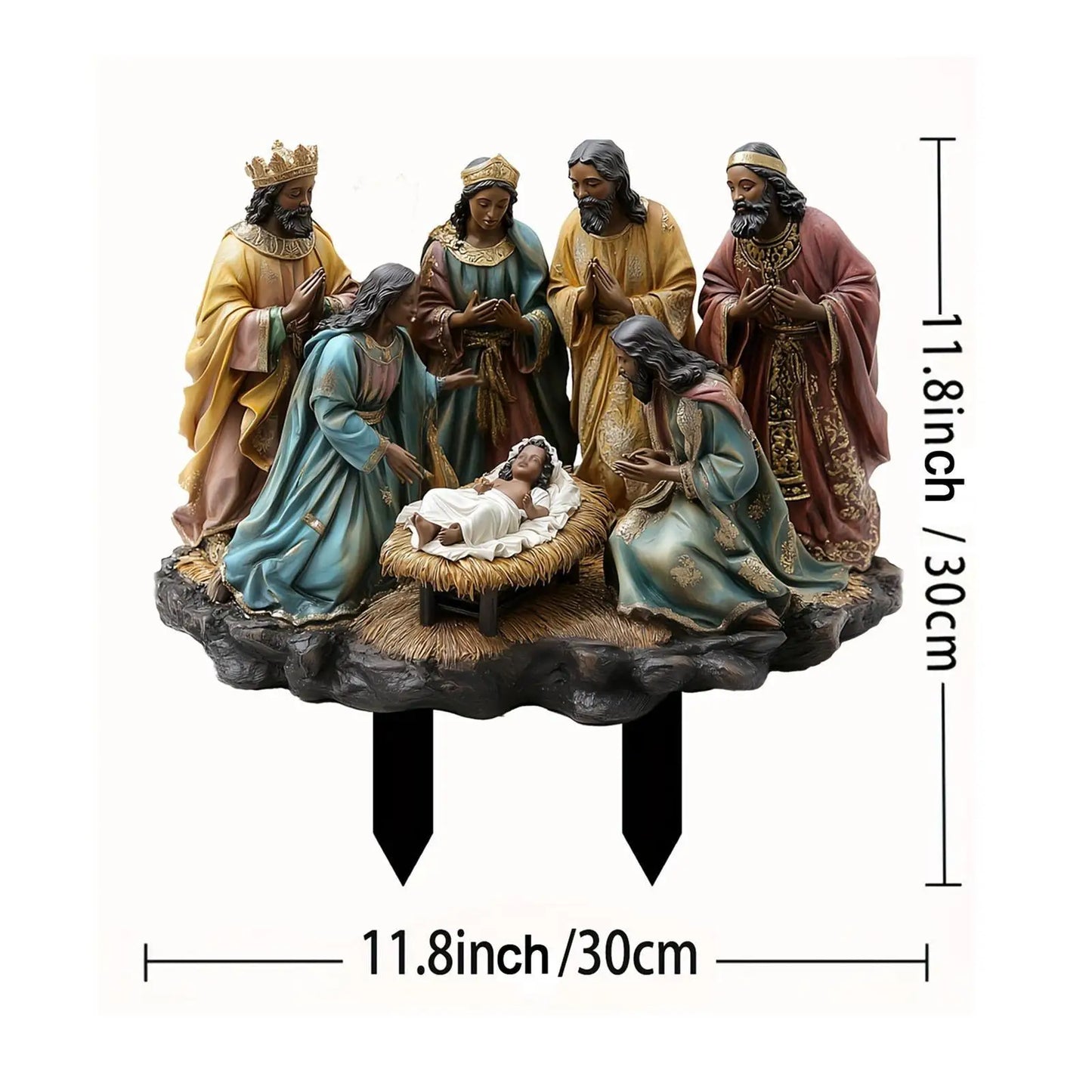 Christmas Yard Sign Stake Decor Flowerbed Decor Walkway Patio Landscape 2D Party Acrylic Decor Lawn Jesus Nativity Scene Stake