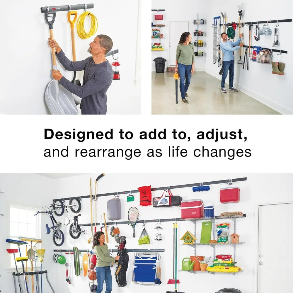 Rubbermaid 20-Piece Wall Storage Kit With Rails And Hooks