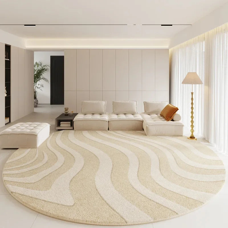 Modern Rugs for Bedroom Fluffy Soft Lounge Rug Thick Cloakroom Round Floor Mat Cream Living Room Decoration Anti-slip Carpet