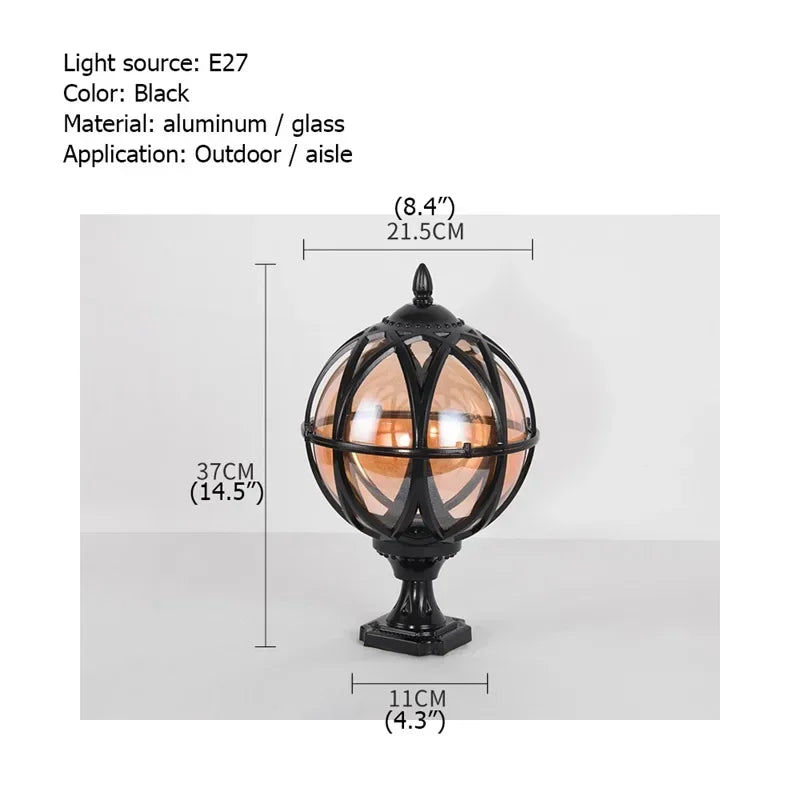 ELARA Outdoor Post light Patio Modern LED Round Waterproof Pillar Lighting For Porch Balcony Courtyard Villa