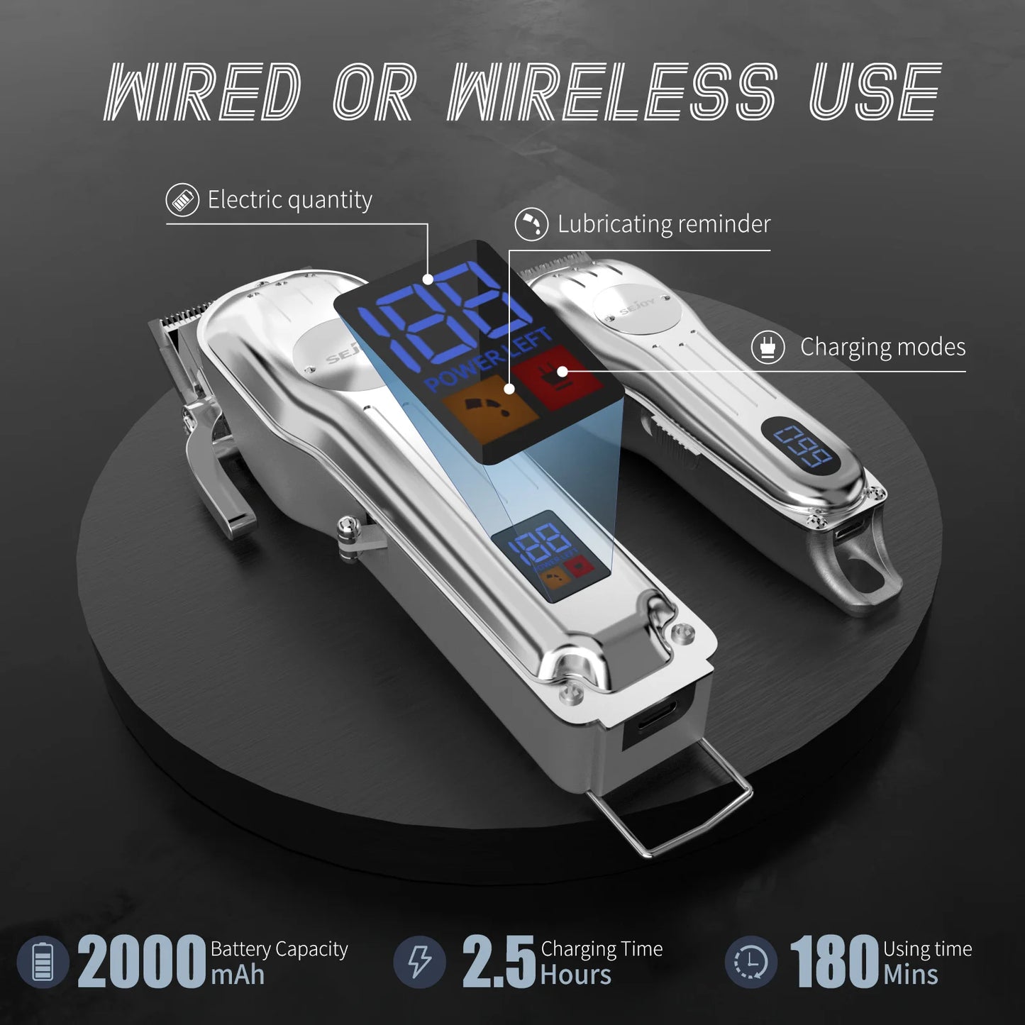 Sejoy Professional Hair Clipper Trimmer Kit Cordless