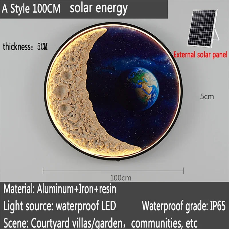 RONIN Solar Outdoor Mural Lamp 1 Meter Diameter Circular Landscape Waterproof Mural Villa Courtyard Decoration Painting