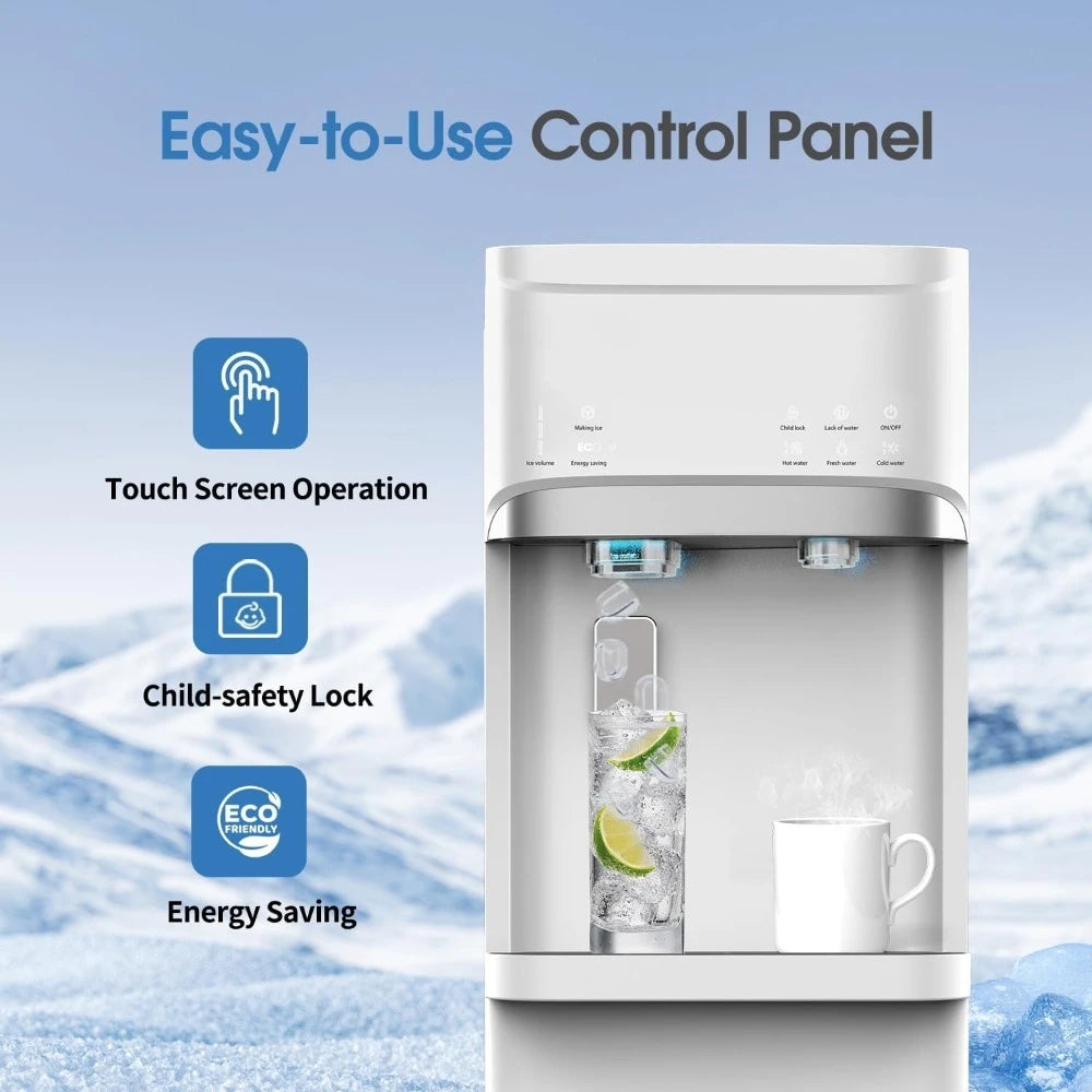 JIAOYING 3in1 Water Cooler Dispenser Ice Maker Hot Cold
