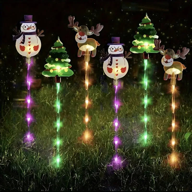 6PCS Solar Powered Christmas Stake Lights Solar Christmas Decor LED Lights Outdoor Waterproof Garden Walkway Holiday 870