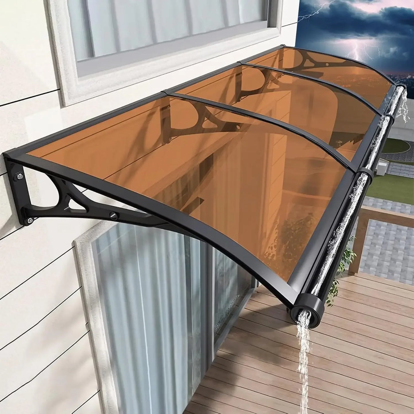 DUOFU Door Entrance Awning Polycarbonate Cover UV Rain