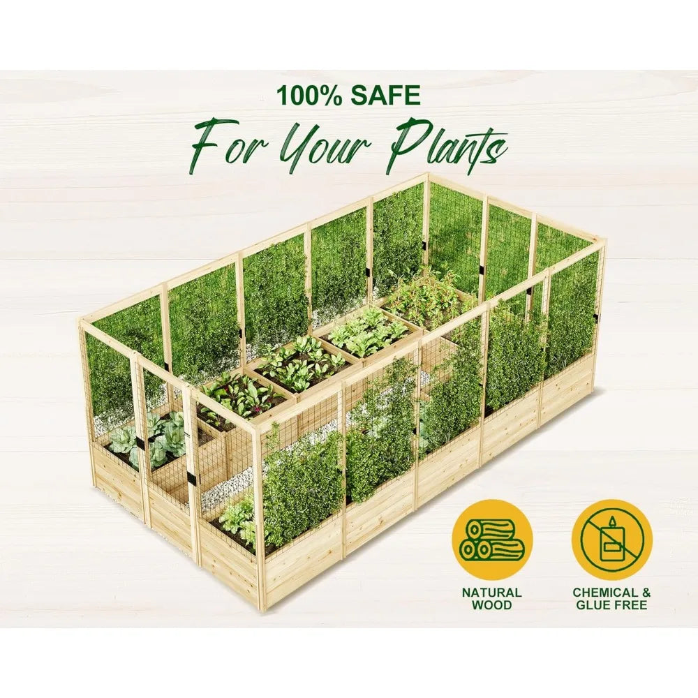 U Shaped Raised Garden Bed With Deer Proof Fence Outdoor