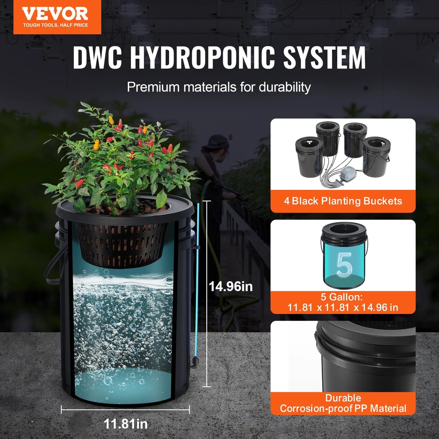 SucceBuy DWC Hydroponics Grow System Top Drip Kit Air Pump
