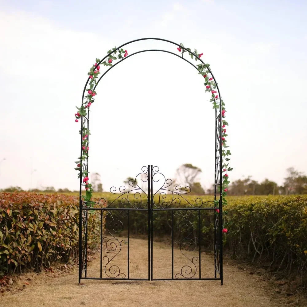 Huanyan Steel Garden Arch With Gate For Outdoor Pathways