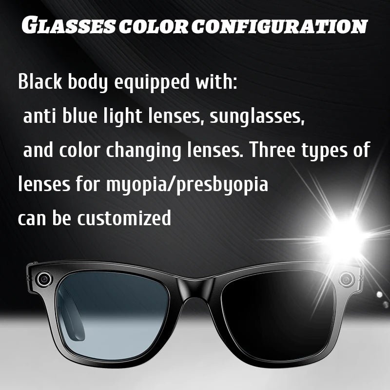 LIGE Camera Smart Glasses With Photochromic Lenses AI