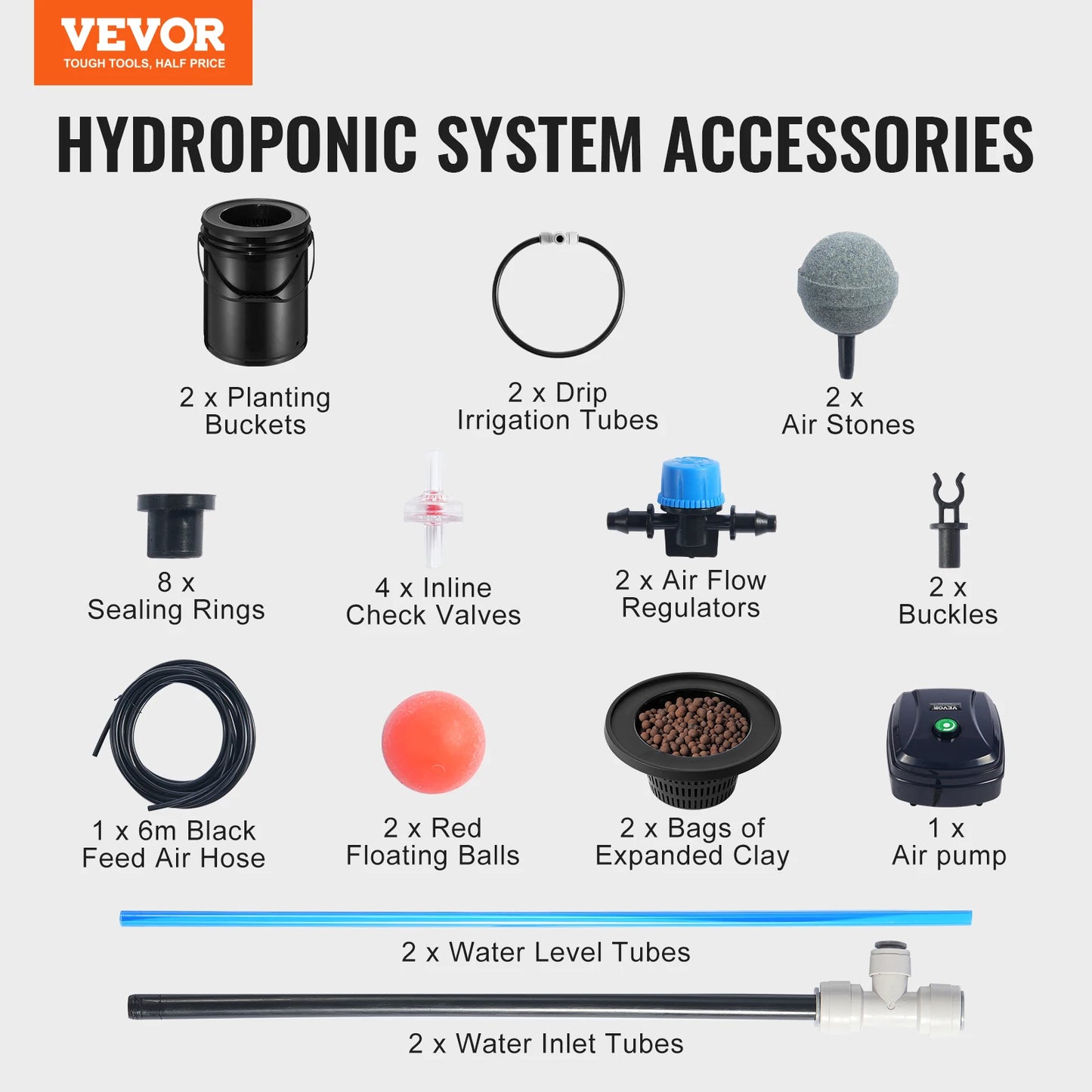 SucceBuy DWC Hydroponics Grow System Top Drip Kit Air Pump