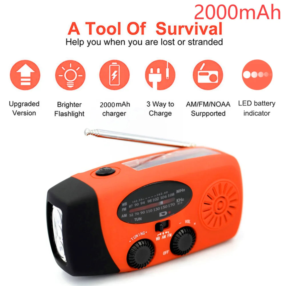 Takezero Solar Power Hand Crank Radio AM FM NOAA Weather