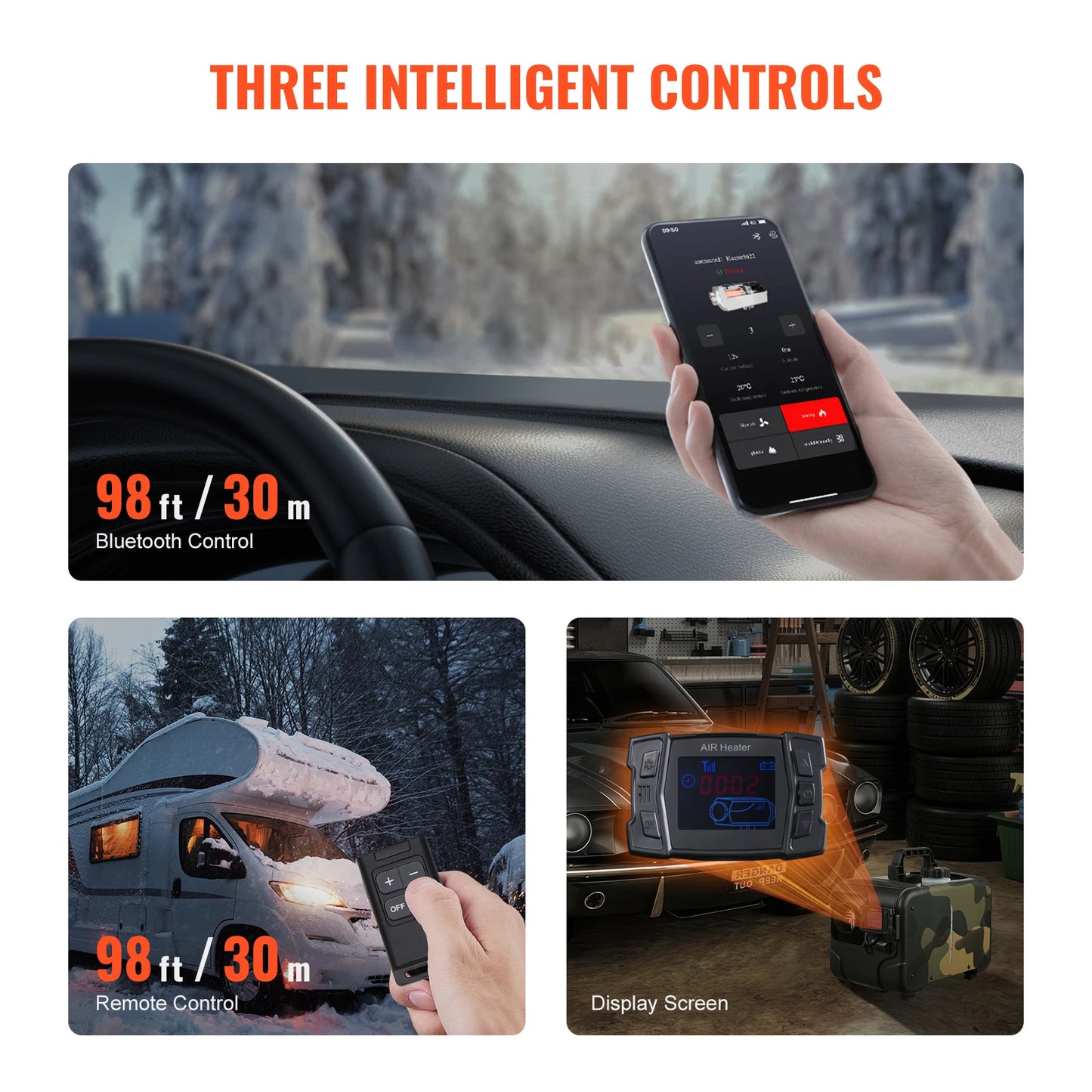 SucceBuy 8KW Diesel Car Heater 12V 24V Bluetooth CO Alarm