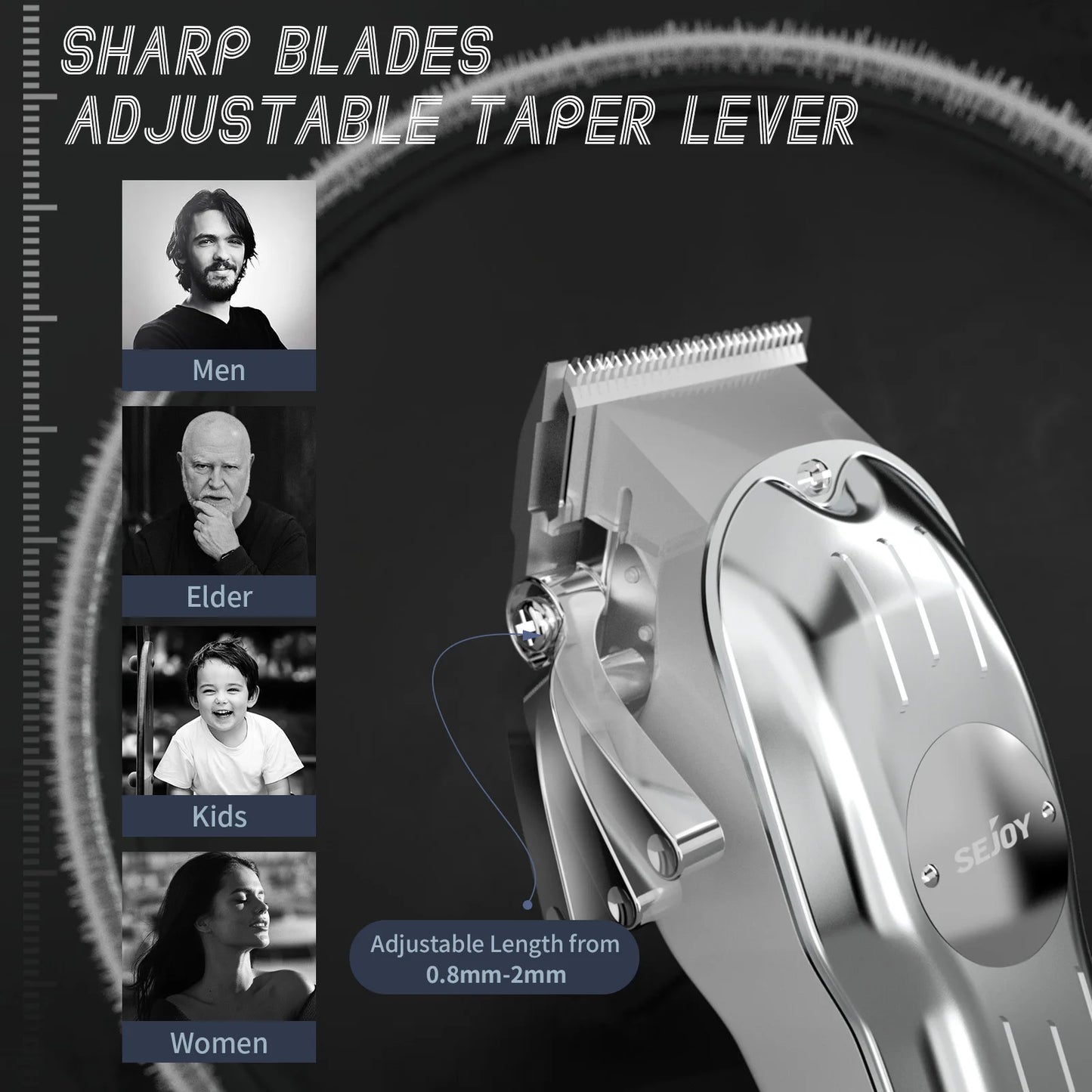 Sejoy Professional Hair Clipper Trimmer Kit Cordless