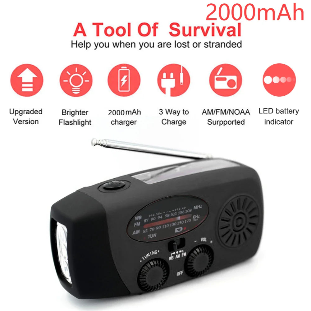 Takezero Solar Power Hand Crank Radio AM FM NOAA Weather