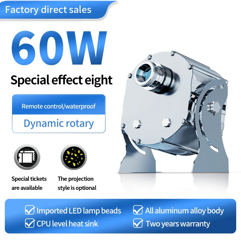 Dynamic 8logos Conversion Multiple Patterns Switching rotate special effect projector Outdoor creative pattern custom spotlights