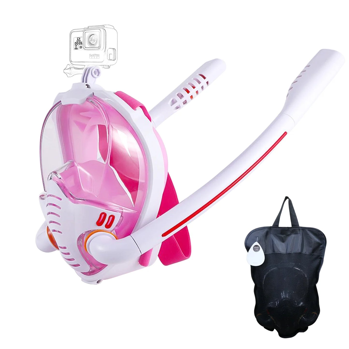 Full Face Snorkel Mask With Breathing System And Camera Mount
