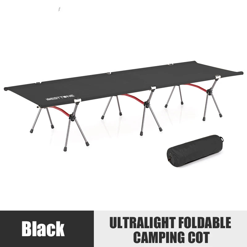 Ultralight Aluminum Folding Cot With Leg Extenders For Camping