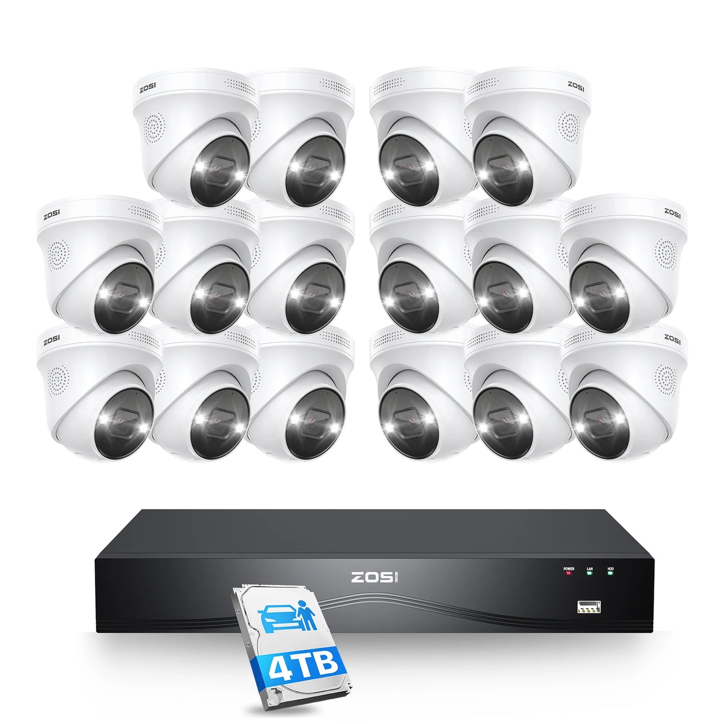 ZOSI 4K 8MP PoE Security Camera System With AI NVR