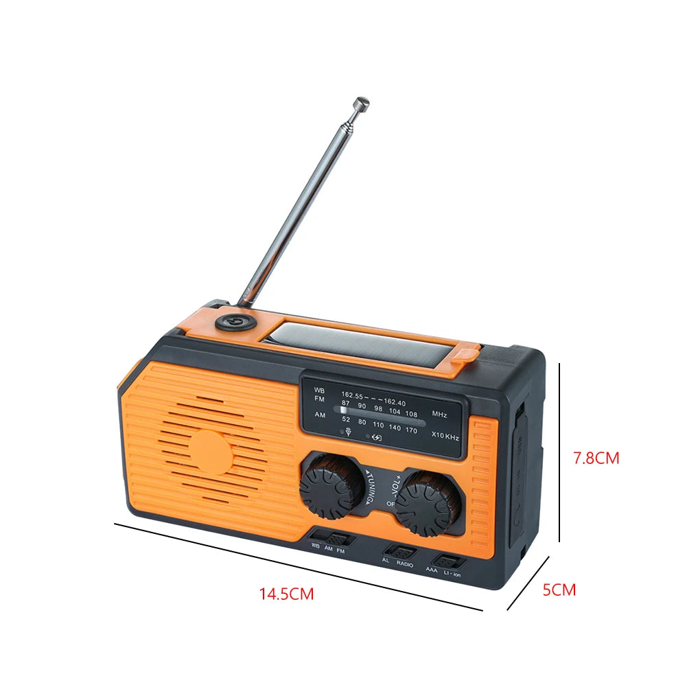 Takezero Solar Power Hand Crank Radio AM FM NOAA Weather