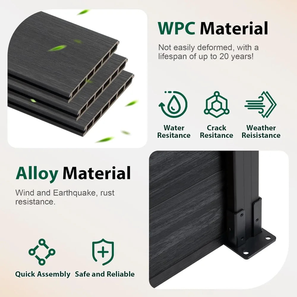 Wood Plastic Composite Privacy Fence Panel With Two Posts