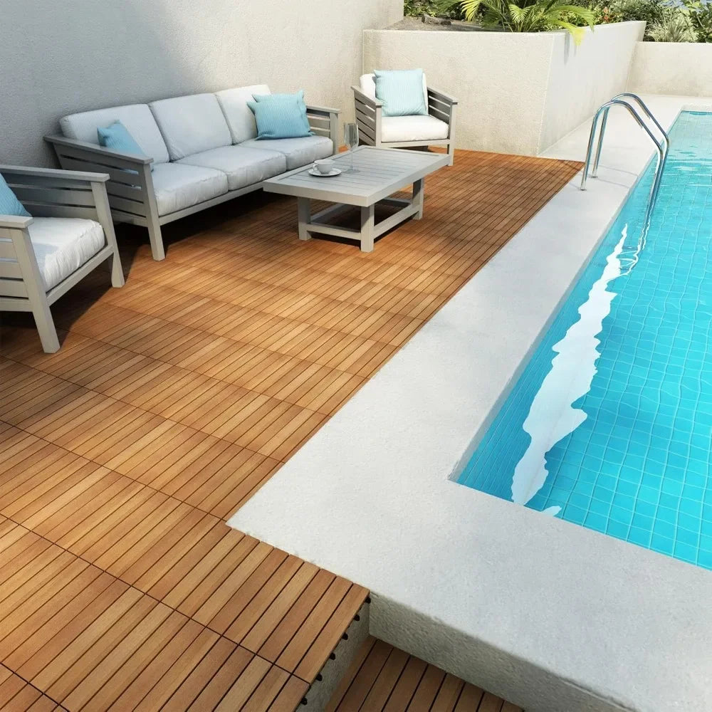Hign-concerned Acacia Wood Interlocking Deck Tiles 27