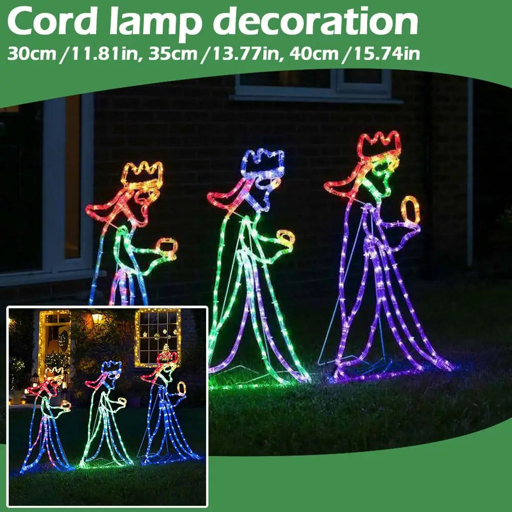 Outdoor Christmas LED Three 3 Kings Silhouette Motif Rope Light Decoration for Garden Yard New Year Christmas Decoration Party