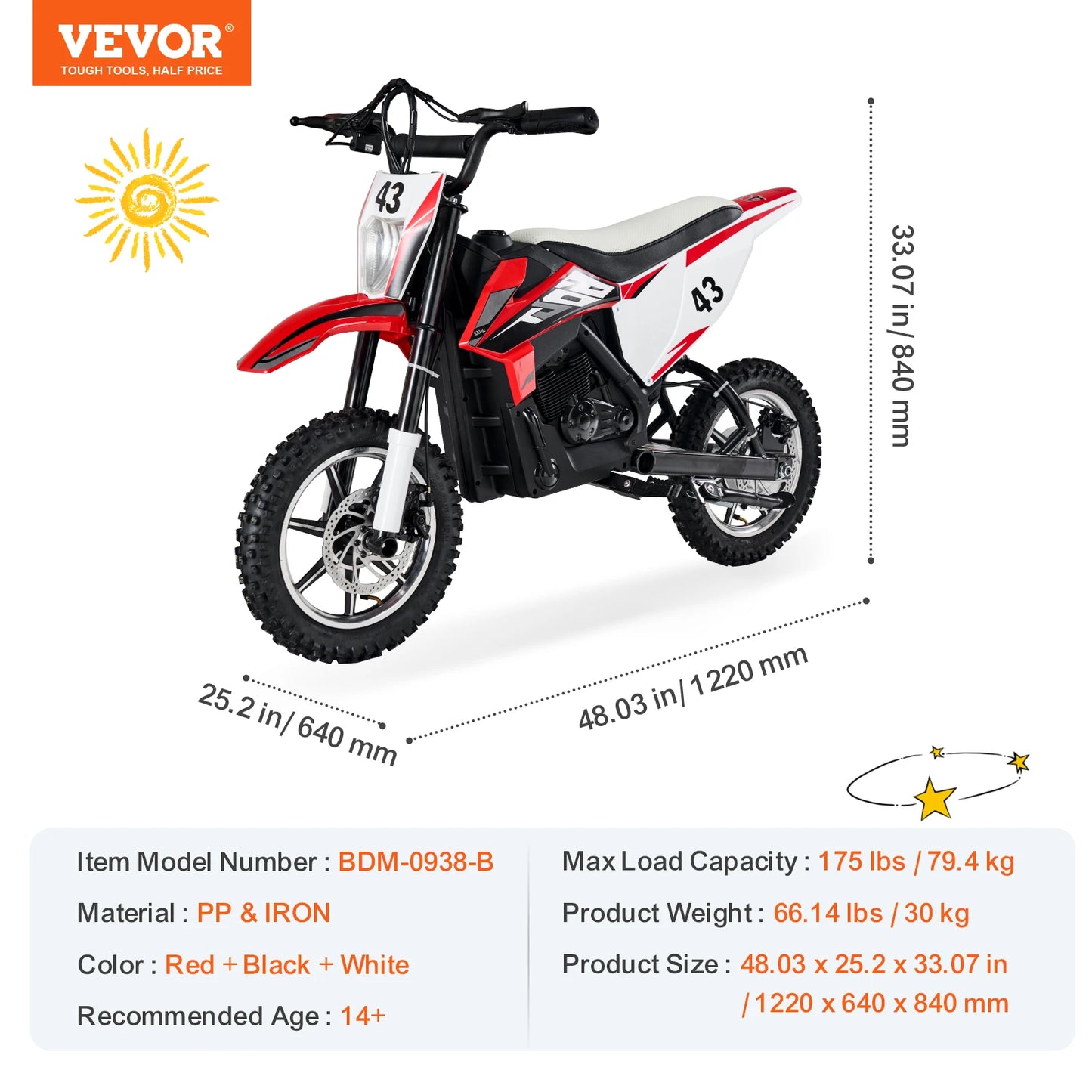 SucceBuy 36V Kids Ride On Motorcycle Battery Powered Toy