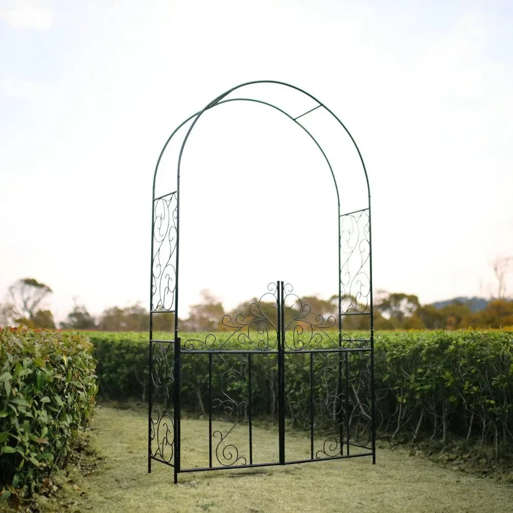 Huanyan Steel Garden Arch With Gate For Outdoor Pathways