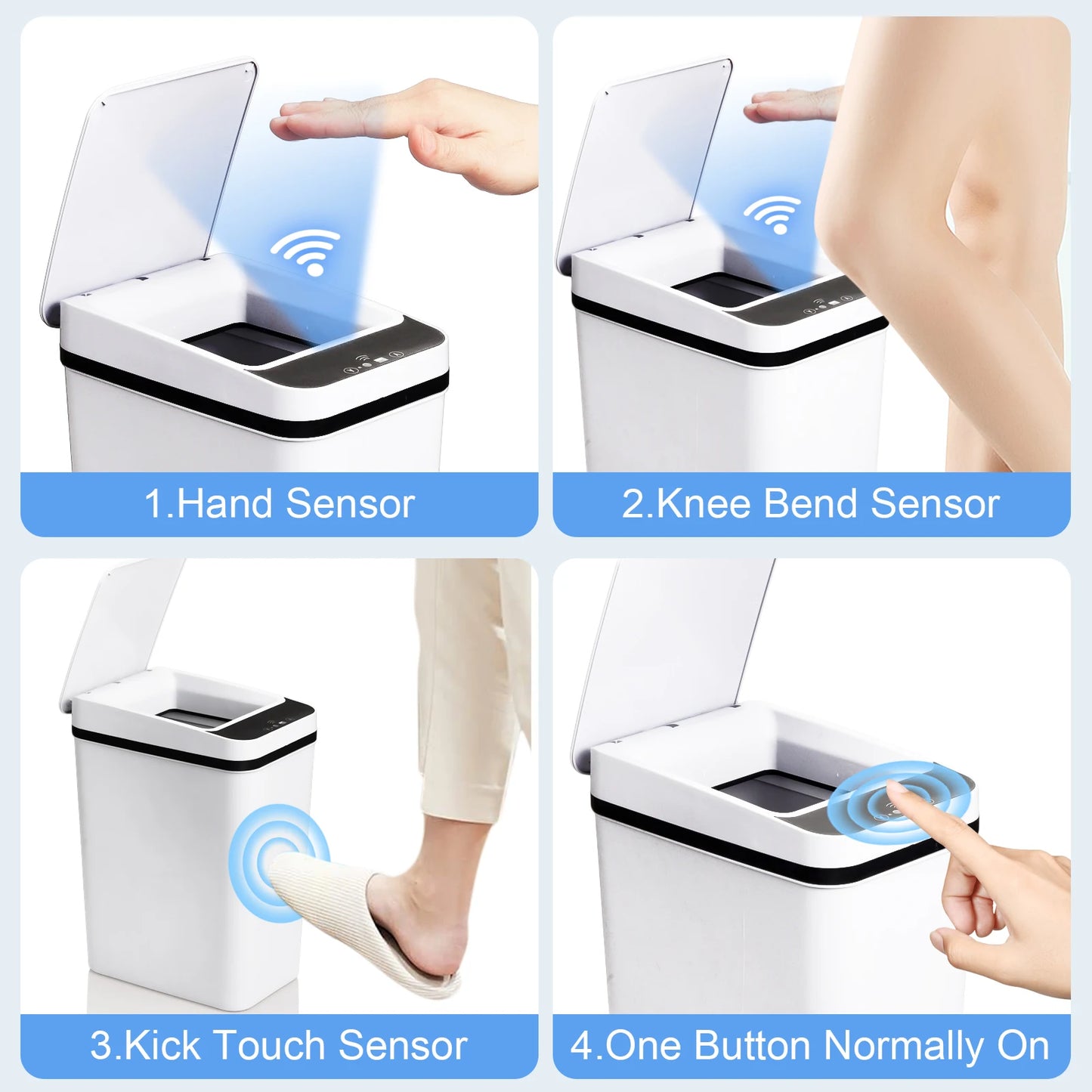 2 Pack 12L Trash Cans Motion Sensor Slim with for Lid White