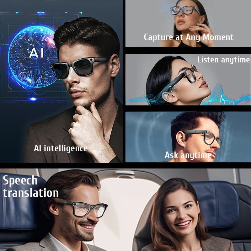 LIGE Camera Smart Glasses With Photochromic Lenses AI