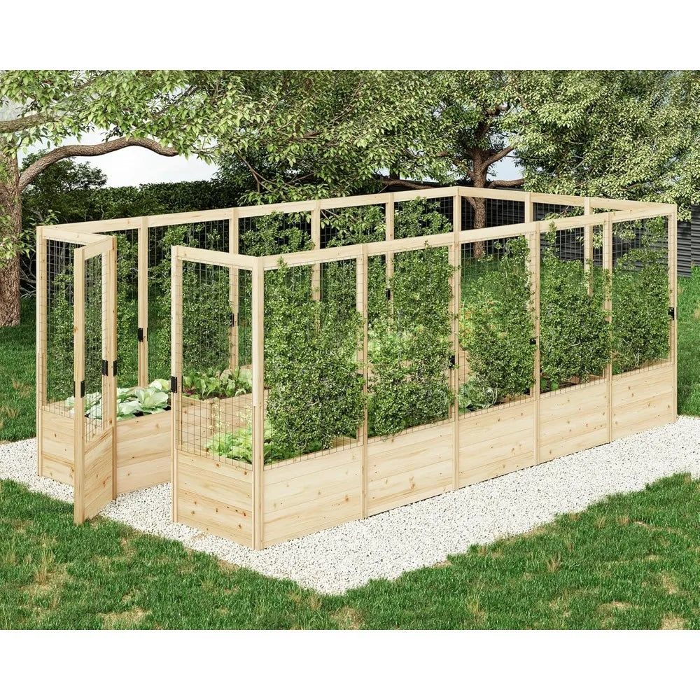 U Shaped Raised Garden Bed With Deer Proof Fence Outdoor