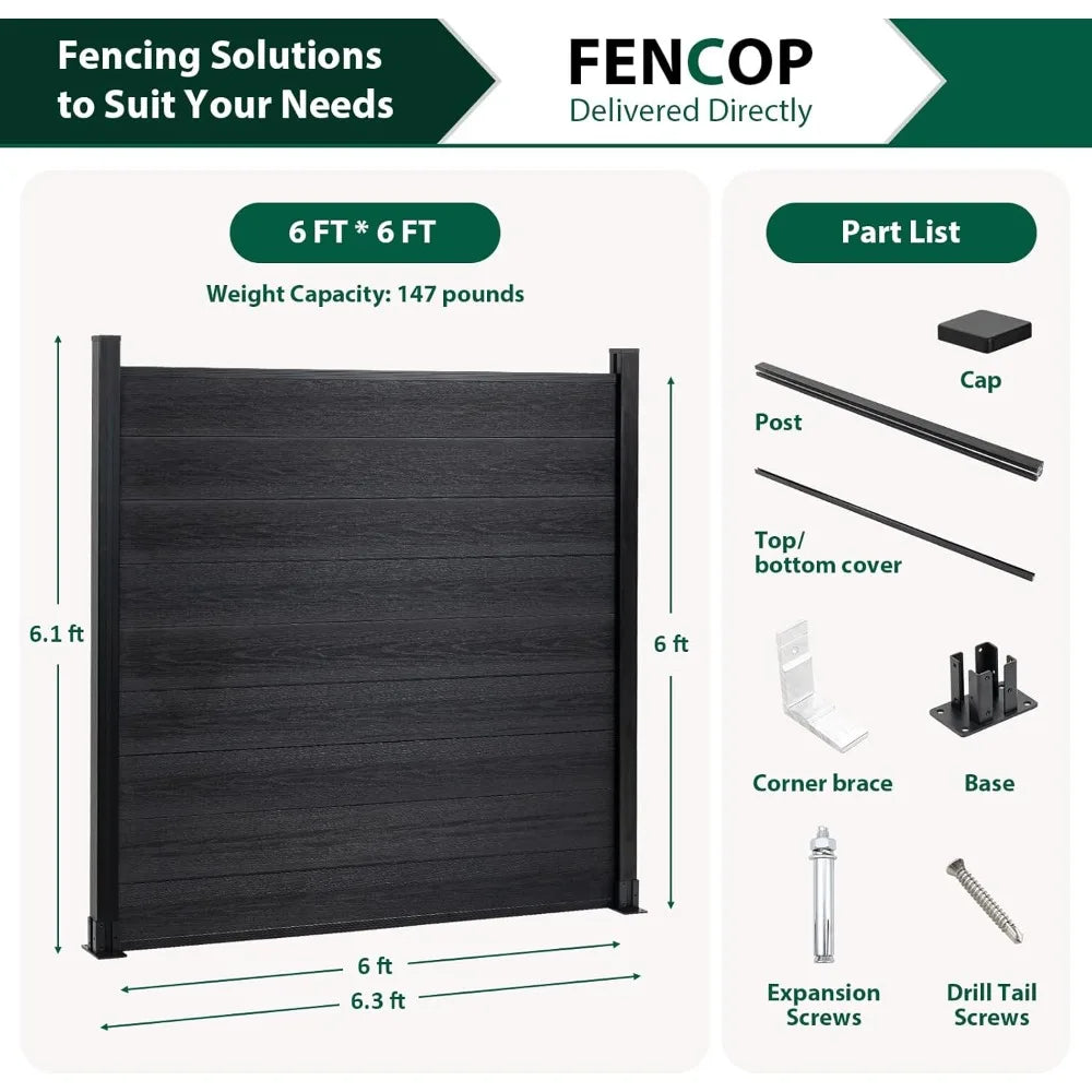 Wood Plastic Composite Privacy Fence Panel With Two Posts