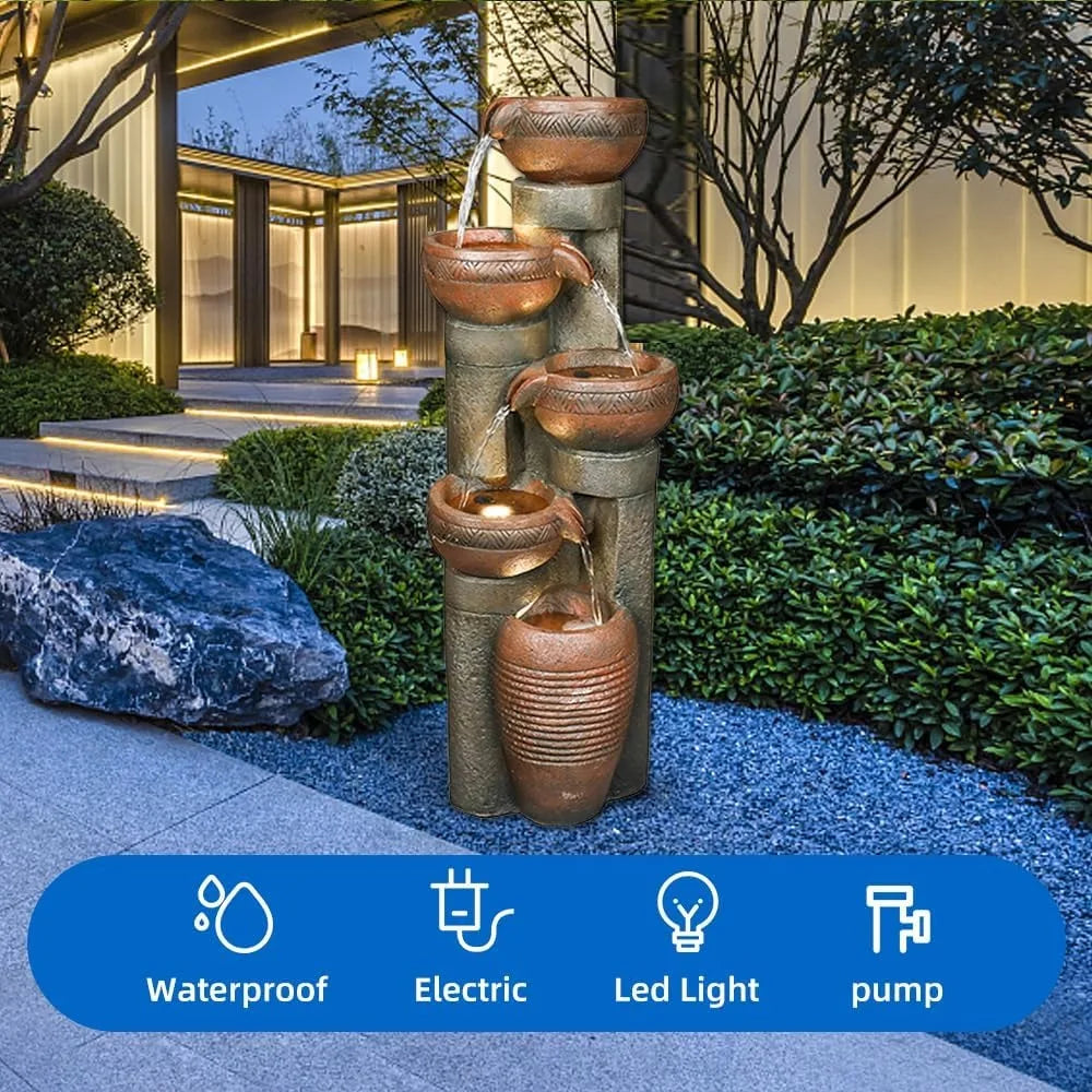 Hamiedun Outdoor Water Fountain Garden Decor Resin Art
